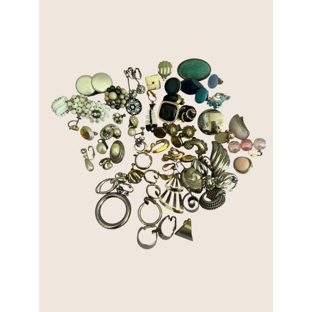 ✨ VTG 80s CLIP ON SCREW BACK SINGLE REPLACEMENT EARRING JEWELRY LOT UNSIGNED 50+
